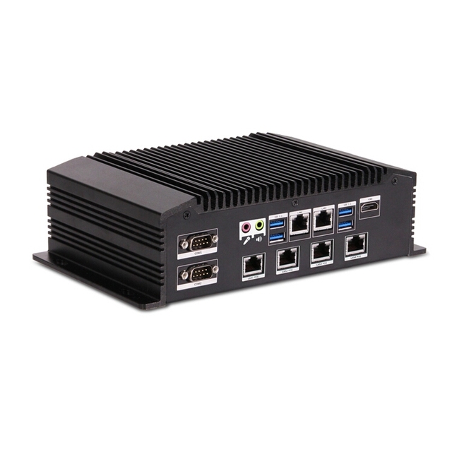 LINKLEAPS High Quality Fanless Industrial Mini PC Embedded Industrial Computer with Intel I5 6200U/7200U 6 GbE LAN 4 PoE Support