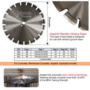 Lame de scie à boucle diamantée soudée au laser pour couper le béton, le béton armé, l'asphalte, l'asphalte/béton - Product Image 2