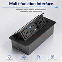 Boîtier de prise de courant escamotable encastré noir et argenté, norme américaine, avec 2 prises CA et USB RJ45 VGA pour table de conférence