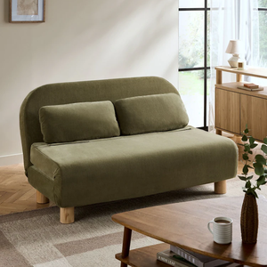 Sofá Cama Doble <span class=keywords><strong>Palma</strong></span> de Chenilla Verde Oliva, Ahorra Espacio, Relajante, Plegable, Ideal para Apartamentos y Casas Pequeñas - Product Image 1