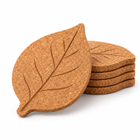 Sous-verres en liège naturel écologiques en forme de feuille, tapis absorbants isolants thermiquement pour la décoration de la maison