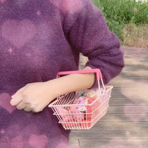 Chariot rose Kawaii Iron Art Mini panier d'achat mignon créatif <span class=keywords><strong>Photo</strong></span> accessoires chariot ornements maison panier de rangement décoratif - Product Image 2