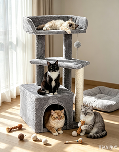 Árbol para <span class=keywords><strong>Gatos</strong></span> Extra Grande de Lujo Personalizado por el Fabricante, Torre Resistente de Madera de Estilo Moderno, el Más Vendido, con Rascador de Sisal para <span class=keywords><strong>Gatos</strong></span> <span class=keywords><strong>Grandes</strong></span> - Product Image 2
