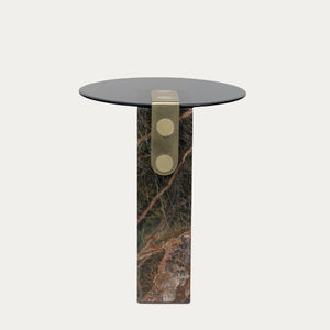 Mesa de bistró de diseño moderno con tablero redondo de madera de teca sinterizada, la más vendida, con incrustaciones de hueso en la parte superior. - Product Image 2