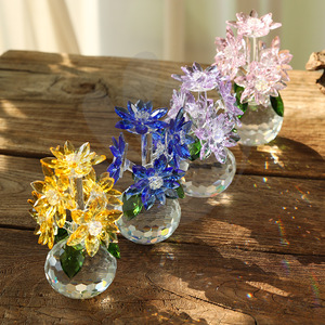Adornos de Flores de Cristal, Cristal Artificial, Diseño Contemporáneo, Regalo de Inauguración de Casa, Juego Decorativo - Product Image 4