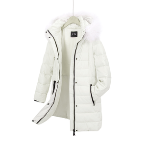 <span class=keywords><strong>Cappotto</strong></span> Imbottito Bianco Personalizzato per Donna, Giacca Lunga Antivento <span class=keywords><strong>con</strong></span> <span class=keywords><strong>Cappuccio</strong></span> per l'Inverno, Capospalla Casual <span class=keywords><strong>con</strong></span> Decorazione <span class=keywords><strong>in</strong></span> <span class=keywords><strong>Pelliccia</strong></span> e Logo - Product Image 3