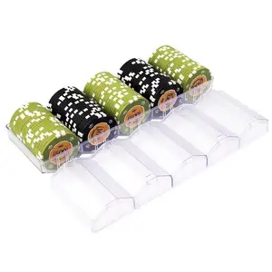 YH 40mm 100pcs High Quality Used Gambling Clear Thickness Matte Acrylic Poker Chip Case With Cover