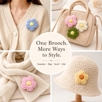 Accessoires de crochet : Broches de mode, fleurs en crochet faites main, appliques florales, bijoux, accessoires assortis pour fêtes et événements, vente en gros