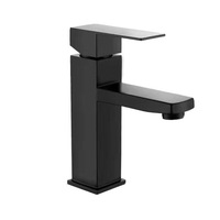 Robinet de lavabo de salle de bain en laiton et acier inoxydable SUS304 noir de luxe à trou unique