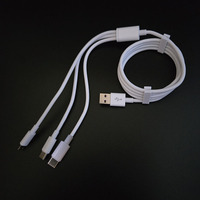 Kabel Pengisi Daya Multifungsi Multi Kepala dengan 3 Penutup TPE, 8 Pin Micro USB Tipe C 3 in 1