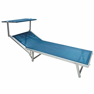Lettino Prendisole RICCIONE BEACH in Alluminio Textilene 2/1 Blu Melange - Product Image 1