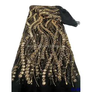 laser cut pu leather fashion sequins design lace design fashion embroidery dress lace fabric
