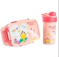 Ensemble boîte à lunch et gourde isotherme grande capacité motif dessin animé, portable, double couche, hermétique, 1,8L/1,3L + gourde 500ml