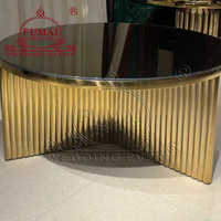Table de réception pour mariage, hôtel, banquet, événement, avec base en acier inoxydable doré