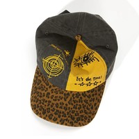 Gorra de Béisbol de Sarga con Estampado de Leopardo Desgastado, Ribete en Contraste y Bordado, Diseño Personalizable, Unisex, Ajustable y Transpirable