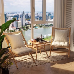 Juego de jardín de madera de tres piezas de estilo moderno para balcón interior Patio exterior <span class=keywords><strong>Terraza</strong></span> o arreglo de área de ocio - Product Image 1