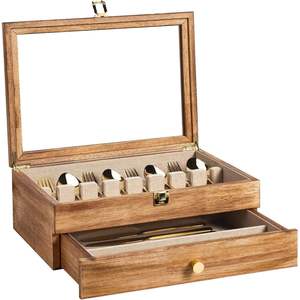 Wooden Jewelry <b>Box</b> With <b>Drawers</b> And Compartments For <b>Storage</b> Rectangle Solid Color Covered Standing Type DZ-99635 - Product Image 5
