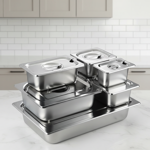 Bandeja Gastronorm 1/4 GN Comercial de Acero Inoxidable Antiadherente para Alimentos, para Hoteles y Restaurantes - Product Image 1
