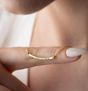 Acero inoxidable tendencia personalizada coordenadas fecha frase mensaje collar moda oro personalizado barra nombre collar mujeres - Product Image 5