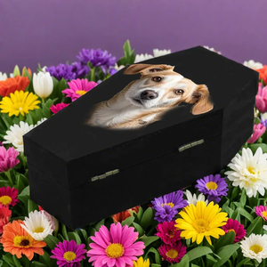 Urnes de crémation en bois pour animaux de compagnie avec photo et figurines imprimées de style moderne pour souvenir de chien et de chat - Product Image 3
