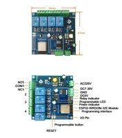 Catu daya 4 saluran AC220 V/DC5-30V ESP32 WIFI BLE modul relai ESP32-WROOM-32E papan pengembangan Port I/O Pin penuh