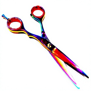 Tijeras de peluquería profesionales ASAP para zurdos, color arcoíris, de acero inoxidable, para entresacar, con recubrimiento de polvo negro mate láser. - Product Image 6