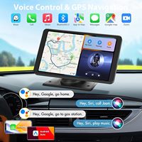 Pemutar Multimedia Portabel 7 Inci Nirkabel Apple CarPlay Android Auto untuk Dashboard, Layar Sentuh HD, WiFi