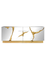 Buffet OE-FASHION de luxe léger italien en acier inoxydable, meuble de rangement mural créatif de luxe pour villa et manoir