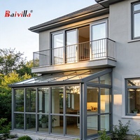 Couvertures de terrasse en verre trempé transparent double couche à faible émissivité avec structure en aluminium/acier personnalisée pour véranda extérieure, maisons, villas