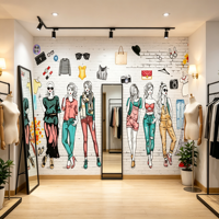 Papier peint personnalisé pour boutique de mode, Murale murale 3D en forme de brique pour magasin de vêtements féminins, Décoration murale pour boutique de vêtements