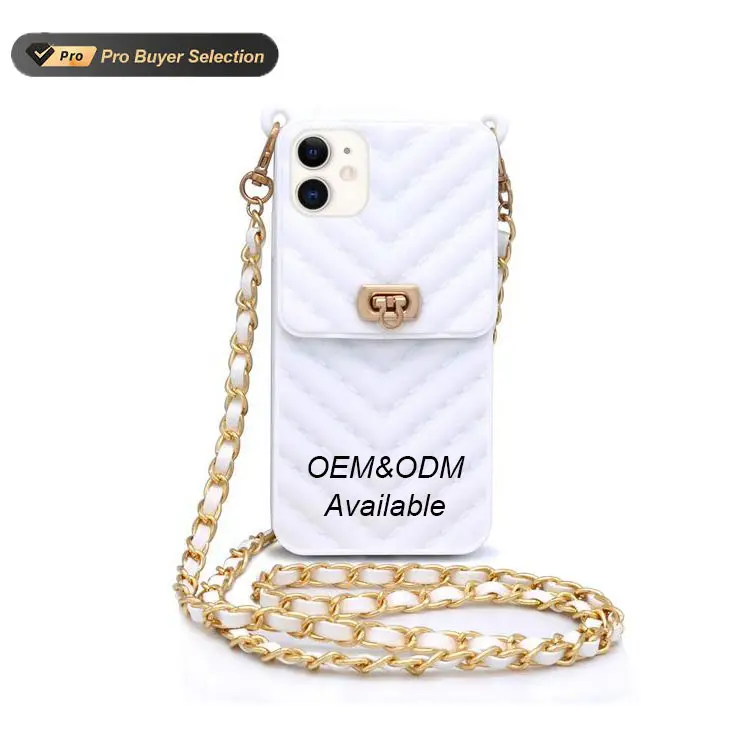 Luxury Lanyard Crossbody Phone Case Flip Chain Pu Silica gel Phone Cover For Iphone For Lady Handbag Cell Phone Case