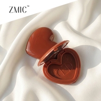 Étui compact portable en forme de cœur pour fard à joues avec miroir, étui vide pour illuminateur, mini palette de maquillage en plastique pour adolescentes