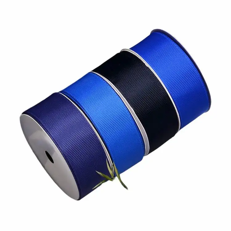 Factory wholesale existing goods plain color cobalt royal navy dark blue series grosgrain ribbon baking packaging ribbon