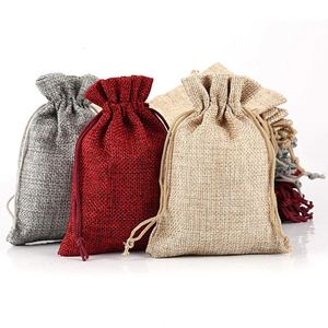 Wholesale Custom Logo Printed Burlap <b>Hessian</b> Coffee Christmas Gift Drawstring Jute Gunny Pouch Brown Cotton String Jute <b>Bag</b> - Product Image 2
