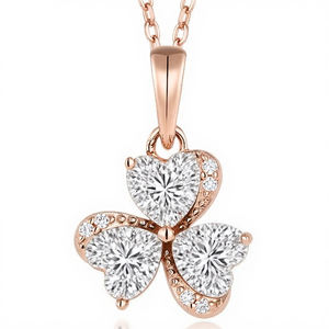 Bán Buôn Moissanite Mặt Dây Chuyền Của Phụ Nữ Dễ Thương Clover Hình Trái Tim Moissanite Thiết Kế Thích Hợp Cho Đám Cưới Và Đính Hôn Vòng Cổ - Product Image 1