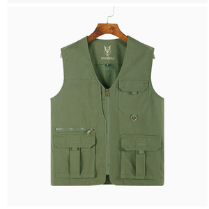 <span class=keywords><strong>Gilet</strong></span> décontracté en pur coton sans plis à col en V pour hommes, grandes tailles, pour personnes d'âge moyen et âgées, idéal pour l'hiver, le printemps et l'automne, style uniforme - Product Image 2