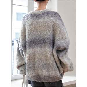 Pull tricoté surdimensionné vintage personnalisé pour femme, col rond, manches longues, anti-boulochage, chaud, pour l'hiver - Product Image 5