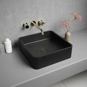 Bán buôn nghệ thuật hiện đại lưu vực Countertop bảo vệ môi trường bê tông vuông phòng tắm lưu vực wormhole lưu vực bồn rửa