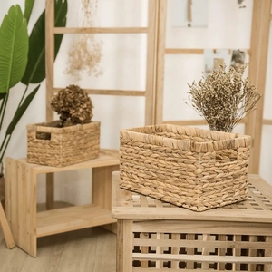 Eco Friendly Rectangular Water Hyacinth Seagrass Storage <b>Bin</b> Gift Basket Tray Home Decor Organizer Direct Vietnam Export - Product Image 1
