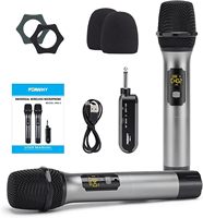 Système de microphones sans fil ED-WM-2, ensemble de micros dynamiques portatifs sans fil UHF tout en métal avec récepteur rechargeable
