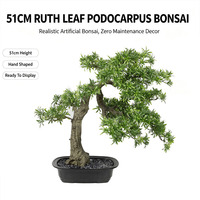 Arbre Bonsaï Artificiel Podocarpus 20 Pouces 51cm Plante Artificielle Verte en Pot pour la Maison, le Bureau, la Table, le Balcon, la Cour, la Veranda