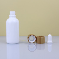 Flacons compte-gouttes en céramique blanche en porcelaine avec couvercle en bambou, flacon d'huile essentielle avec pipette en verre