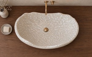 Vasque de salle de bain moderne en résine marbrée et quartz, faite à la main, pour comptoir de lavabo, lavabo de luxe pour maison et hôtel - Product Image 4