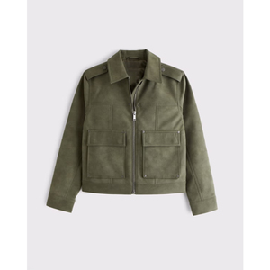 เสื้อแจ็คเก็ตทรงตรงแบบทรัคเกอร์สำหรับผู้หญิง ยี่ห้อ LEDUO ผ้าหนังกลับเทียมวีแกน ระบายอากาศได้ดี มีซิปและกระเป๋าหลายช่อง เหมาะสำหรับฤดูใบไม้ร่วง - Product Image 1