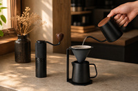 Ensemble de café moulu à la main, cafetière artisanale, coffret cadeau six pièces, ustensiles à café, ensemble machine à café moulu à la main, vente en gros