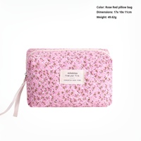 Trousse de Maquillage Matelassée Style K Fleur de Cerisier Grande Capacité, Pochette Portable pour Pinceaux Cosmétiques, Sac de Voyage pour Articles de Toilette