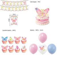 Service personnalisé, ensemble de papillons, bannière de fête d'anniversaire, ballons, décorations de gâteau, fournitures pour fête d'anniversaire d'enfants
