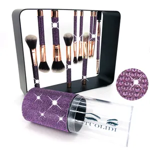 Groothandel lake kleur poeder-Tld Luxe Dark Purple Make-Up Kwasten Set Voor Foundation Poeder Blush Oogschaduw Concealer Lip Oog Make-Up Borstel Cosmetica Schoonheid