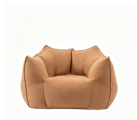Canapé-lit paresseux tendance en tissu peluche Teddy style crème, avec éponge hautement élastique amovible et lavable, pour salon et balcon