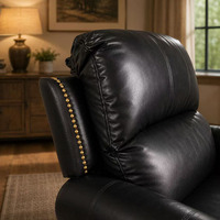 Sillón Reclinable Eléctrico con Masaje y Calefacción, Control Remoto, Tapicería de Cuero Sintético para Personas Mayores, Sala de Estar y Apartamento